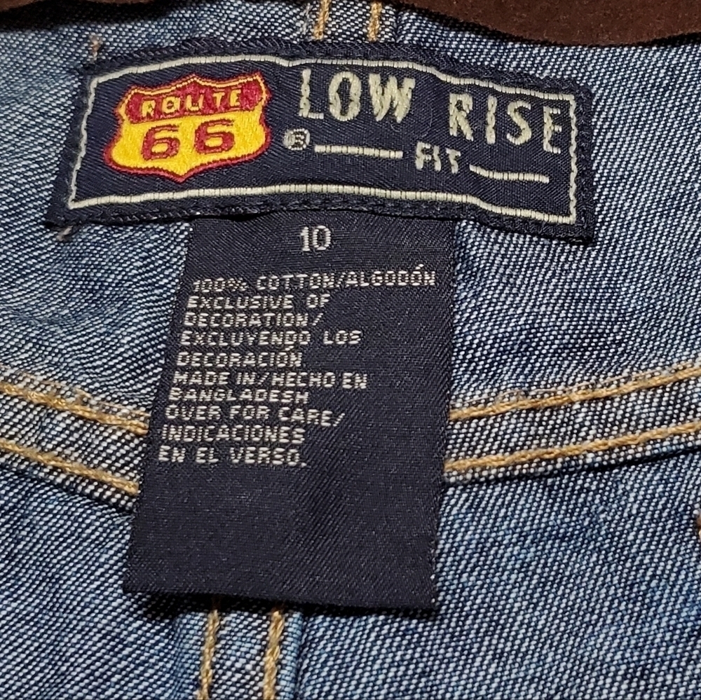 Route 66 Vintage 90s Dark Wash Low Rise Side Lace-up Faux Leather Booty Shorts - Picture 10 of 10